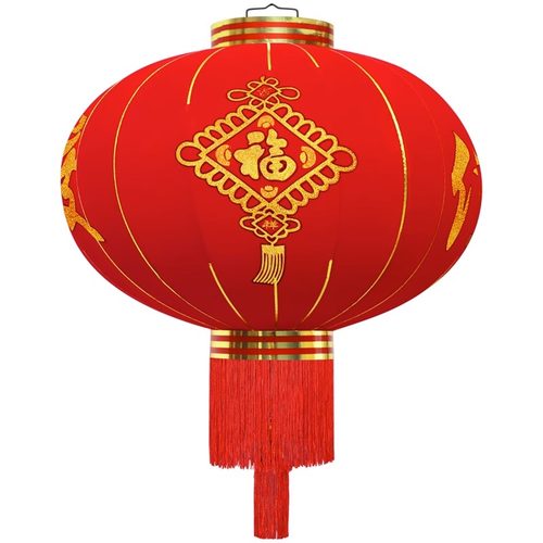 2023新年欢度佳节大红色植绒灯笼阳台节日春节装饰户外防水灯笼挂