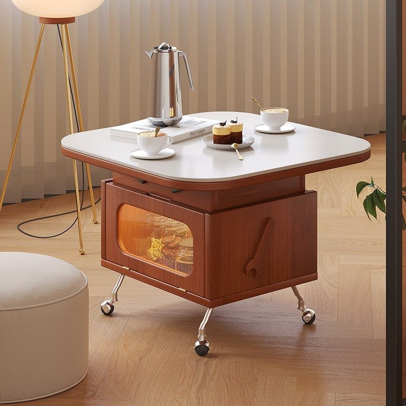 木宫匠法式复古客厅家用小茶几中古风小户型家用可升降多功能边几