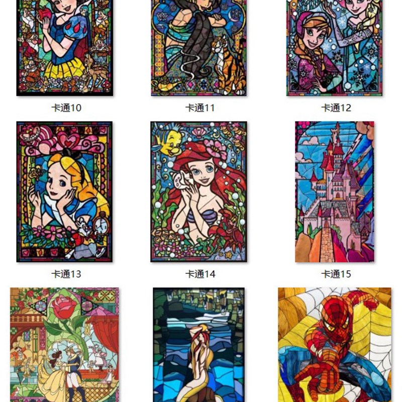 卡通彩色教堂玻璃透光贴膜 新款窗户移门防晒不透儿童房装饰贴纸