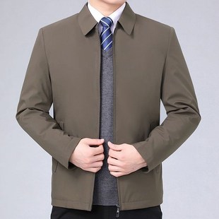 短款 高档中老年爸爸装 宽松版 翻领茄克衫 春秋外套薄款 新款 夹克男士
