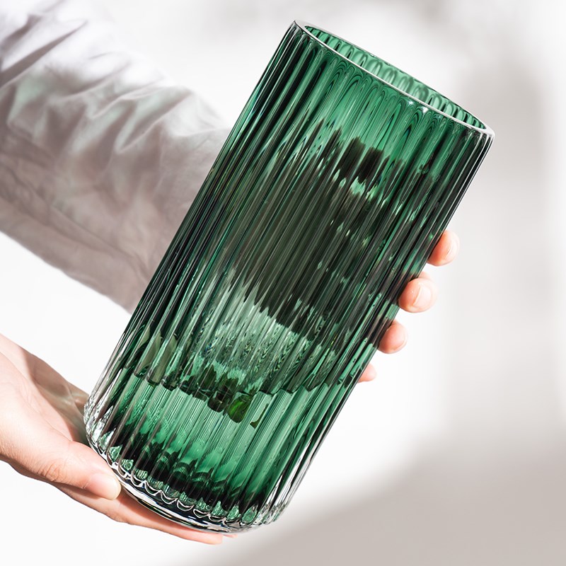 U罗马柱鲜花专用新款北欧简约创意玻璃花瓶透明竖条插花器皿客厅