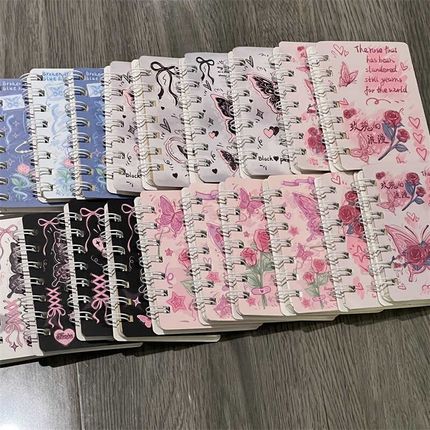 A7线圈本玫瑰与蝴蝶高颜值加厚小号学生记作业本子儿童奖励礼品本