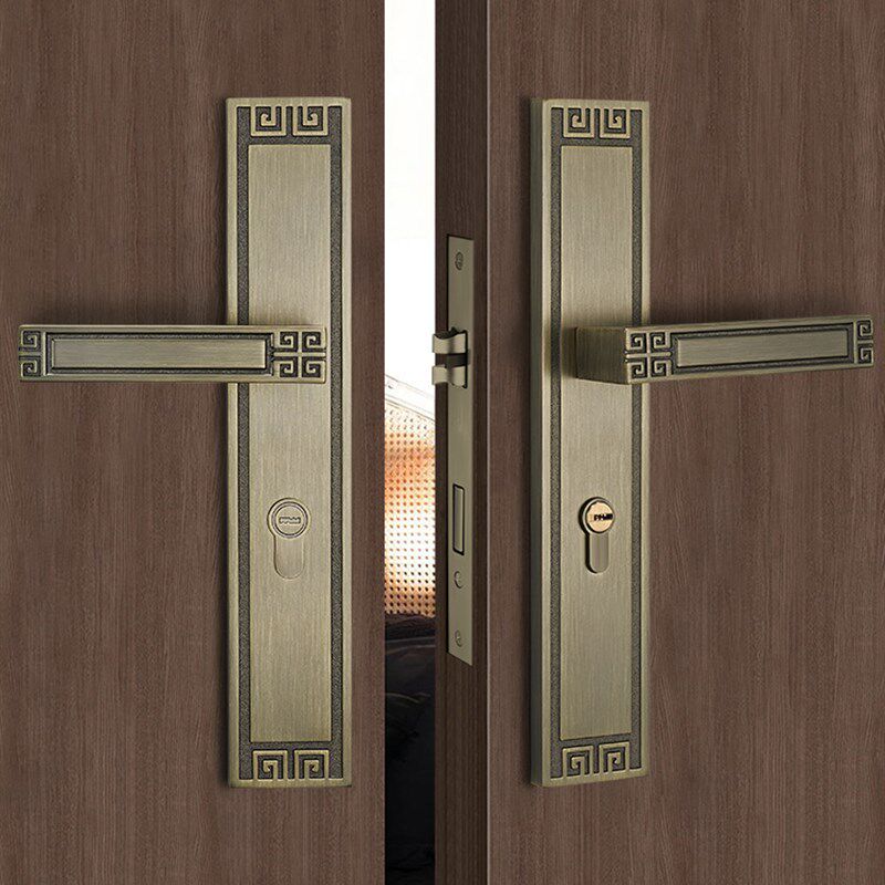 雷鸟新中式双扇门对开门锁双开门金色别墅入户大门子母门大号门锁