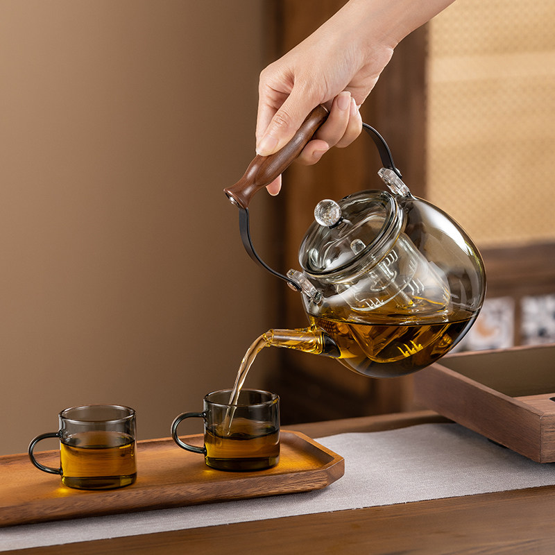 电陶炉全自动黑灰色玻璃煮茶壶烧茶壶电热蒸煮茶器一体养生壶家用