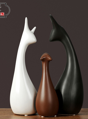 北欧家居客厅陶瓷摆件创意桌面酒柜装饰品摆件结婚礼物房间小摆设