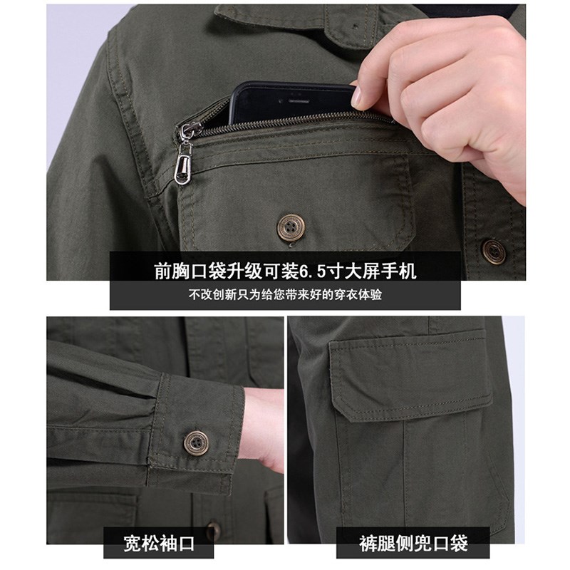 夏季工作服套装男纯棉薄款电焊工装耐磨劳保服长短袖衬衣可定制