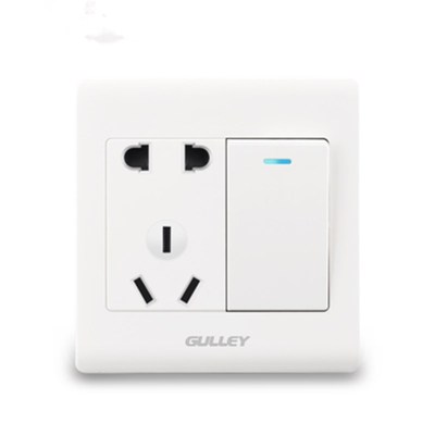 86型面板 一开多控带五孔插座开关 三联 中途 双刀双掷 中继开关