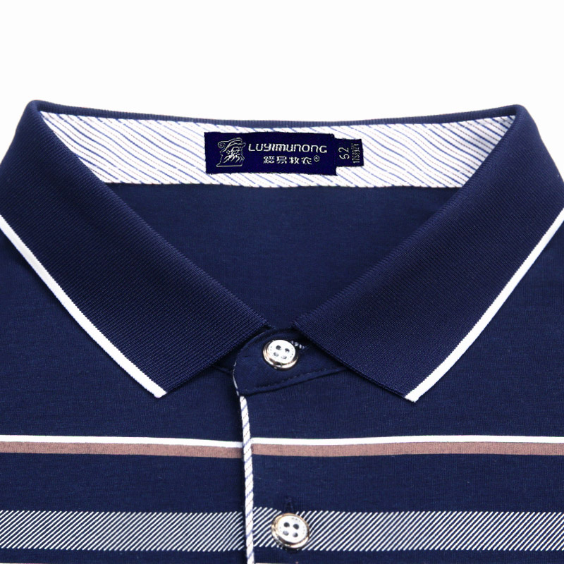 纯棉爸爸夏装中年男士短袖t恤男40-50岁男装上衣翻领中老年人衣服