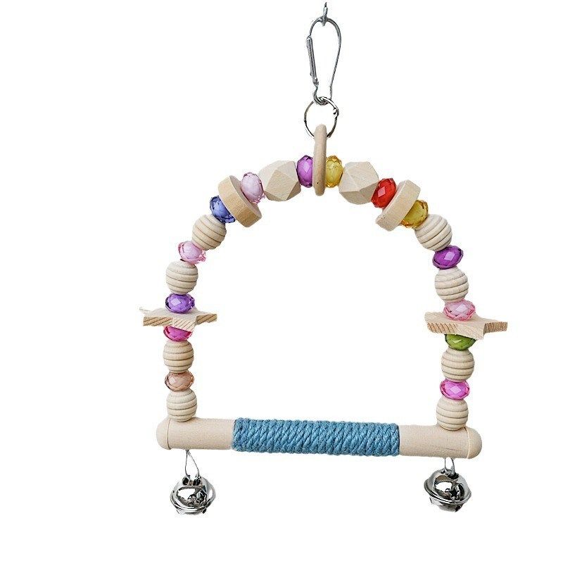 鹦鹉秋千鸟站架吊环麻绳啃咬实木磨爪棒玩具玄凤虎皮牡丹笼子用品