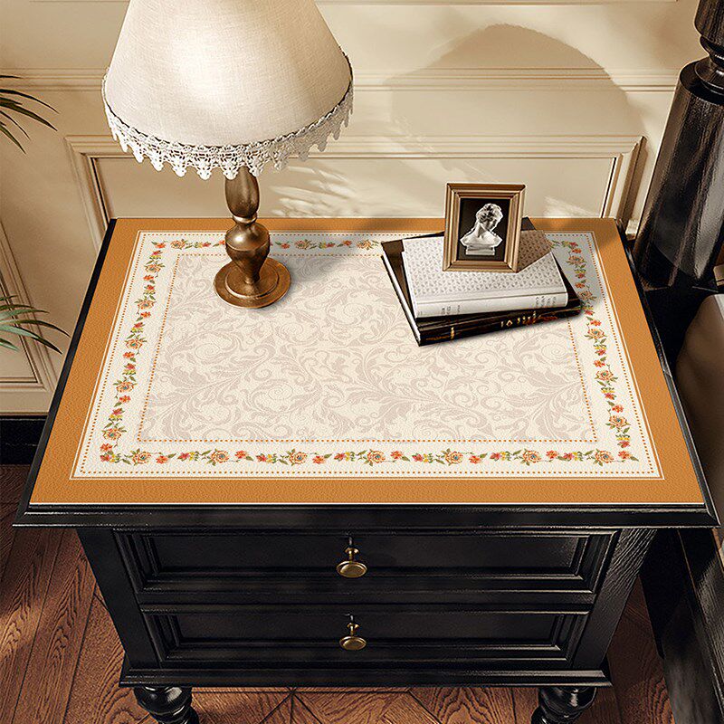 轻奢复古卧室床头柜防水防污免洗皮革垫高级感防烫小桌垫冰箱盖布