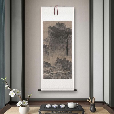 范宽《溪山行旅图》客厅书房茶室山水风景挂画装饰画高清卷轴字画