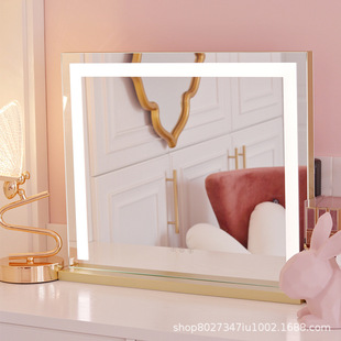 台式led灯带化妆镜ins梳妆镜家用led高清化妆镜宿舍补光美妆镜子