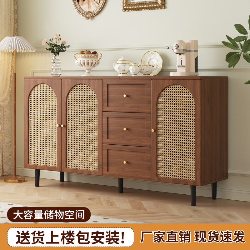 法式简约藤编储物餐边柜