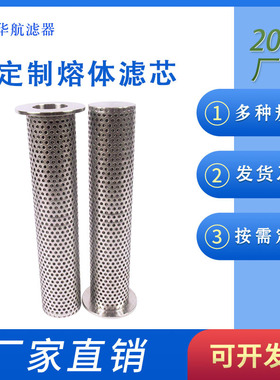 50um烧结毡滤芯全焊接不锈钢折叠滤芯 管道法兰口熔体滤芯100*350