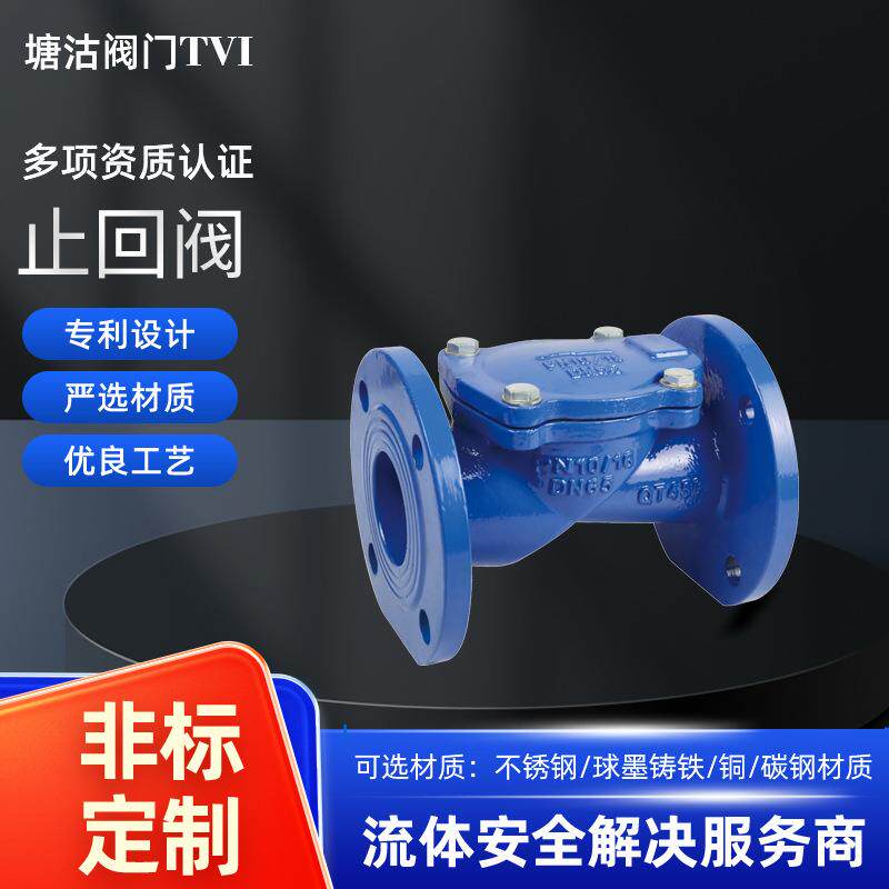 铸铁止回阀耐腐蚀防倒流高压H44X-16Q铸铁法兰式橡胶瓣止回阀