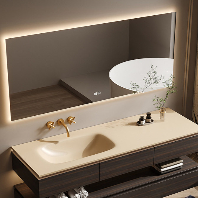 酒店风岩板无缝热弯一体盆浴室柜组合卫生间洗漱台洗手洗脸池定