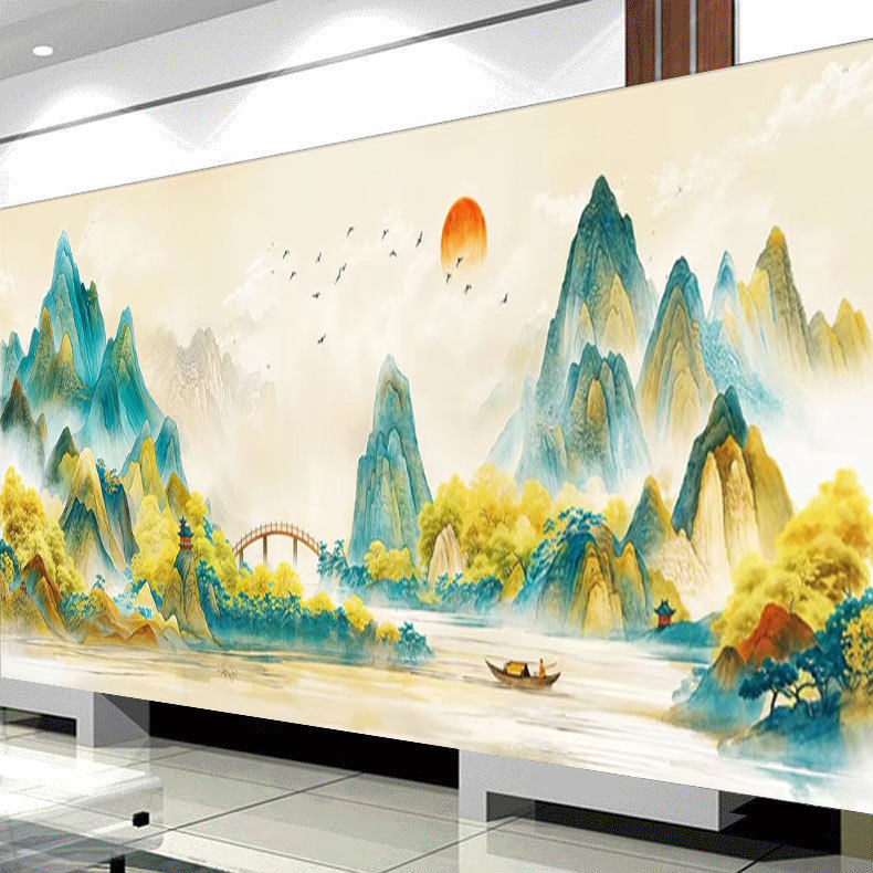 万里江山图十字绣2025年新款线绣高级感客厅山水风景画手工自己绣