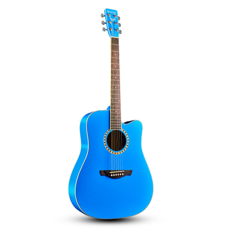 supug GD350 41寸民谣吉他天蓝色亮光缺角圆角吉它民谣木吉他乐器