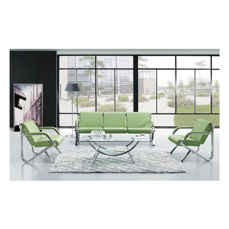 皮艺定型棉沙发铁架三人位双人位沙发组合简易办公椅