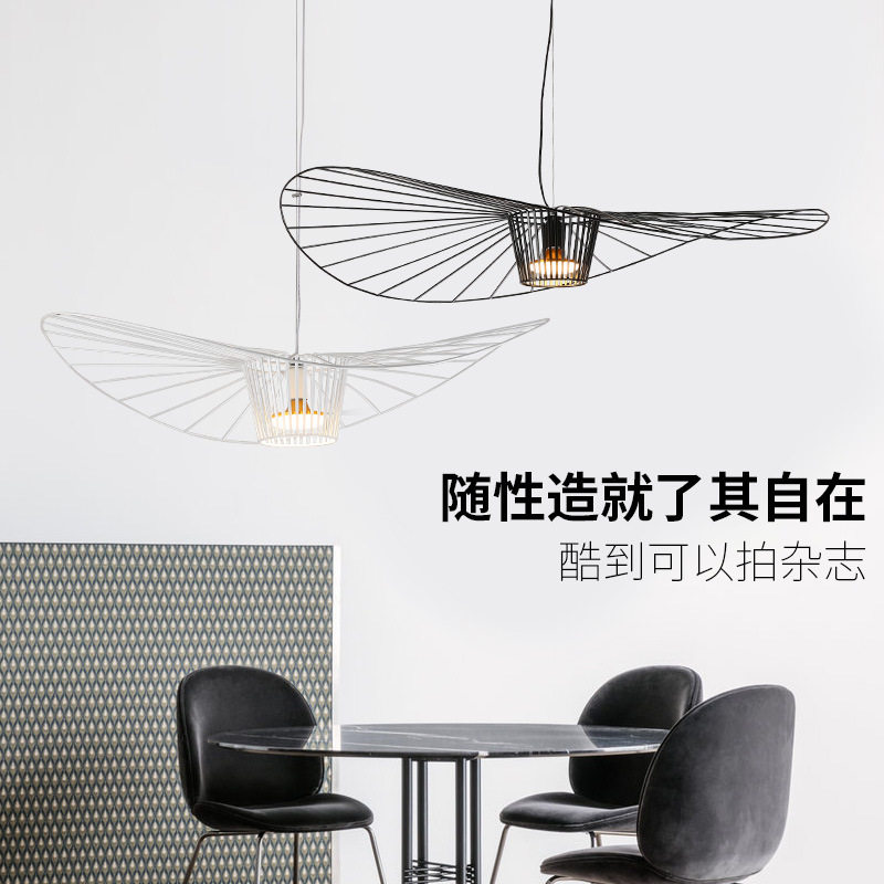 北欧客厅草帽吊灯铁艺餐厅艺术创意客厅卧室设计师网红现代简约灯