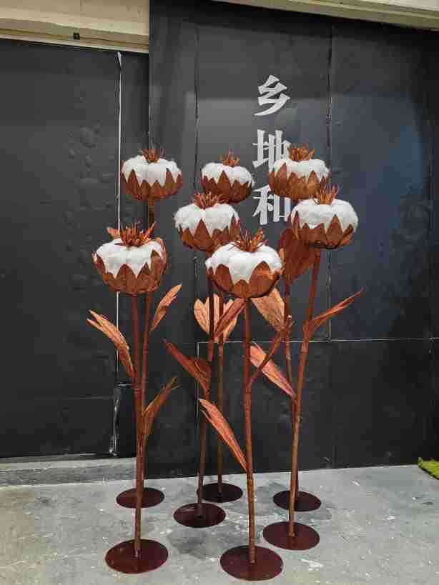 商场橱窗装饰婚庆插花假花 拍照道具复古网红打卡巨型棉花仿真花