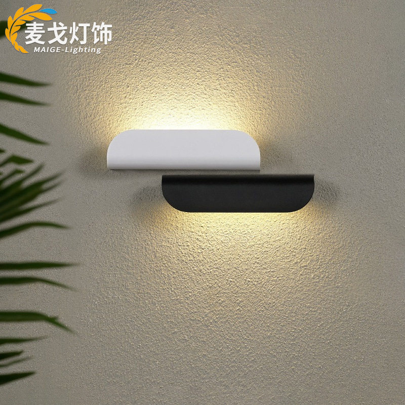 壁灯黑白极简约门牌灯露台楼梯过道阳台卷叶室内外墙壁挂式户外