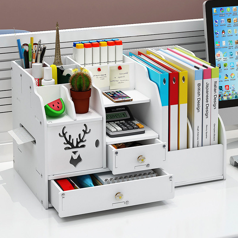 办公室桌面收纳置物架文件夹收纳盒学生书桌收纳书立整理架子