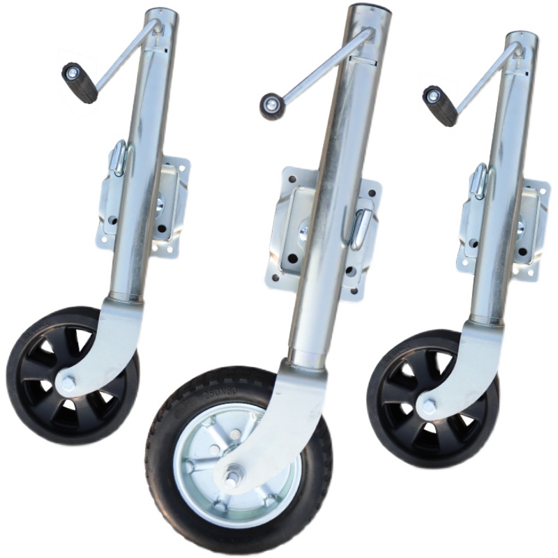 鲁舶手摇拖车千斤顶 支撑腿导向轮骑士轮 游艇拖车拖挂房车万向轮