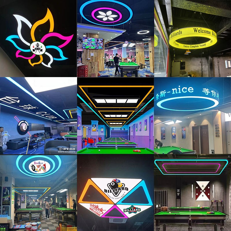 台球厅模块灯炫彩圆环logo氛围灯箱墙壁装饰壁灯过道休息区造型灯