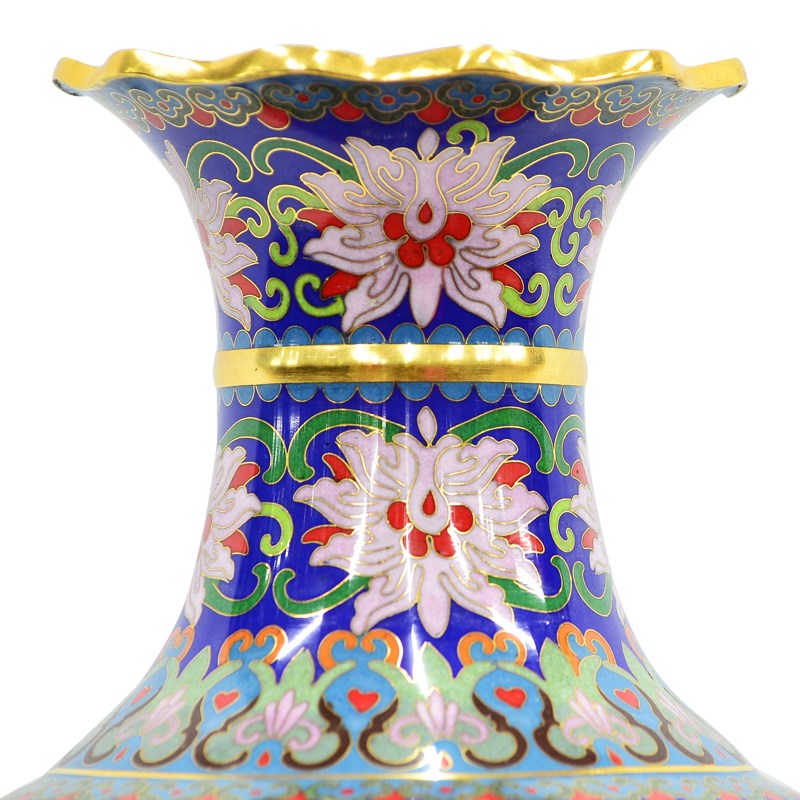 北京特色纪念品景泰蓝实地磨光花瓶12寸花口家居装饰品出国礼品