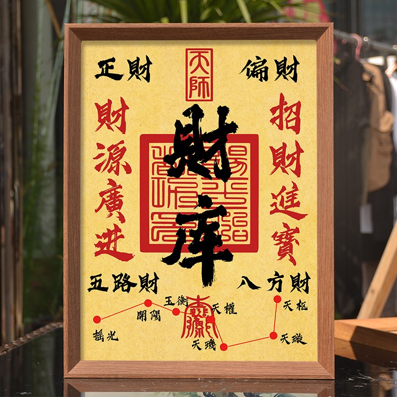 开财库相框摆件挂画进门玄关招财进宝五路财源广进八方来财位摆台