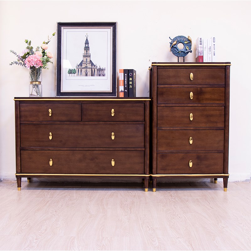 美式四斗柜实木抽屉式卧室轻奢入户门厅隔断装饰过道五斗储物柜
