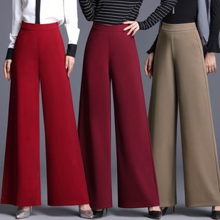 女休闲宽腿甩裤 春秋垂感侧拉链阔腿长裤 女2024免烫显瘦高腰大脚裤