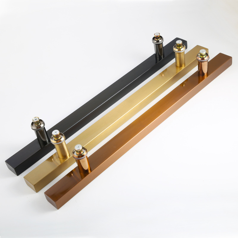 孔距300/600/800/1.1/1.4米不锈钢方管玻璃门拉手 黑白灰金色把手