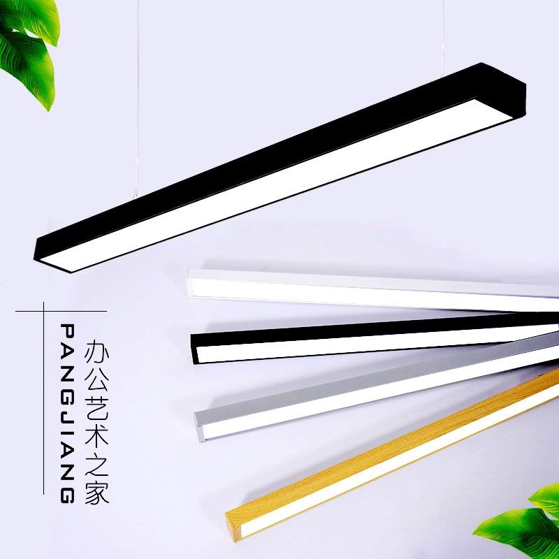 发廊led长条灯木纹吊线灯长方形会议室照明写字楼工作室办公吊灯