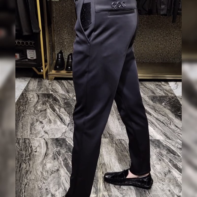 181秋冬男款黑色高腰直筒加绒休闲裤冬季男商务西裤长裤厚款男裤