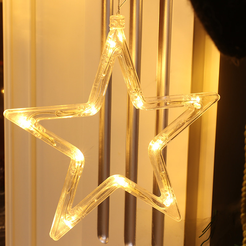 圣诞装饰品LED灯串五角星星闪灯满天星流水瀑布窗帘装饰创意灯