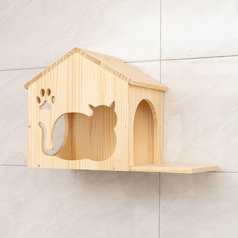 实木挂墙上猫爬架猫墙壁式跳台太空舱猫窝猫屋猫趴架猫别墅壁挂式