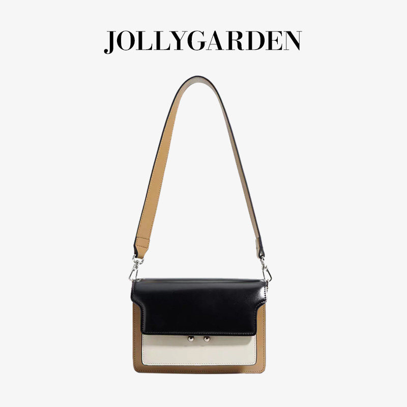 JOLLY GARDEN【西露】新款拼色真皮小方包日常通勤单肩斜挎风琴包,箱包皮具/热销女包/男包,小方包,淘宝优惠券,粉丝福利购,淘宝优惠卷