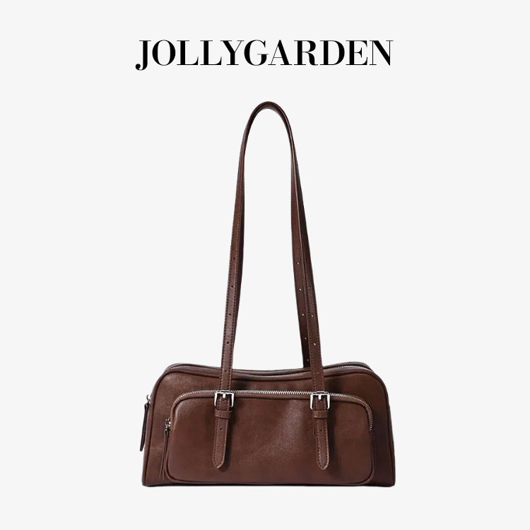 JOLLY GARDEN【摩卡邂逅】真皮保龄球包法棍复古单肩腋下牛皮女包