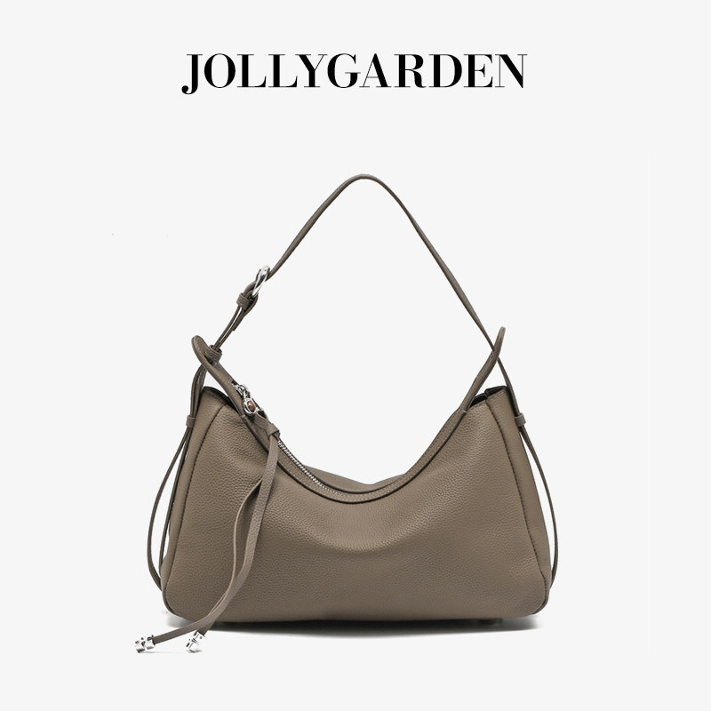 JOLLY GARDEN【品月】新款牛皮饺子包简约通勤百搭手提单肩斜挎包