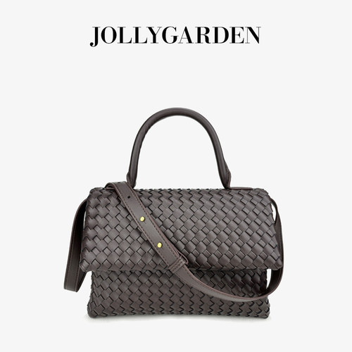 真皮编织方包通勤大容量