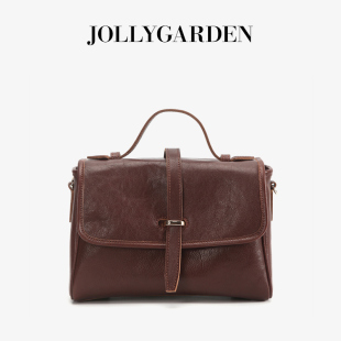半手工复古植鞣牛皮邮差包通勤手提斜挎女包 藏欢 JOLLY GARDEN