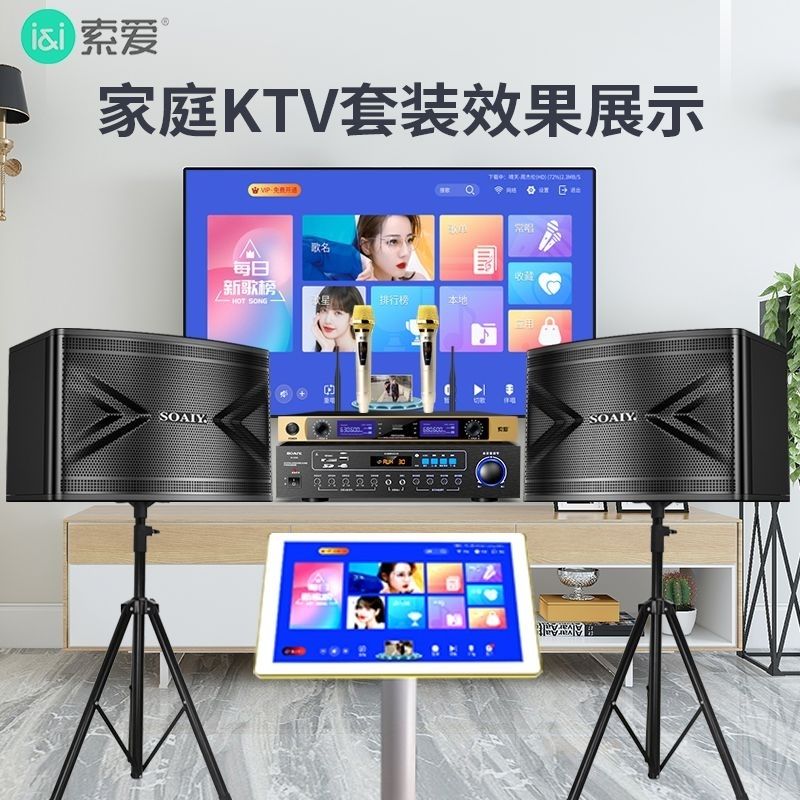 索爱家庭影院KTV音响套装10英寸家用商用会议设备卡拉ok功放