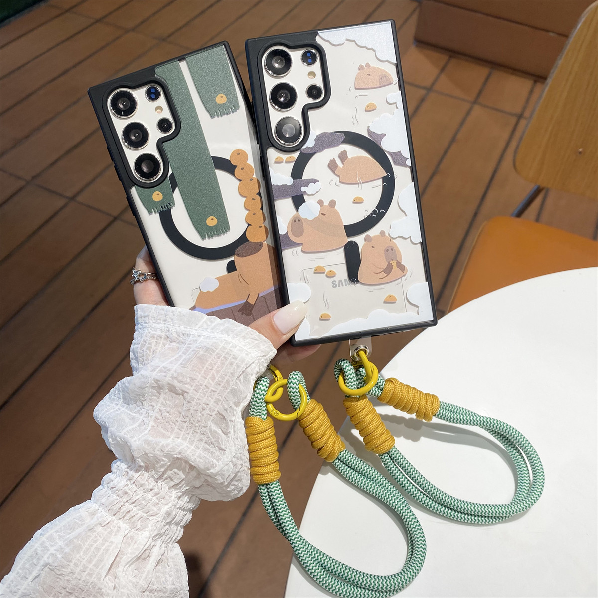 吉能虎卡皮巴拉适用于三星S25Ultra带手绳支架磁吸黑边肤感手机外壳S26/S24FE/S23/S22全包边防摔保护套