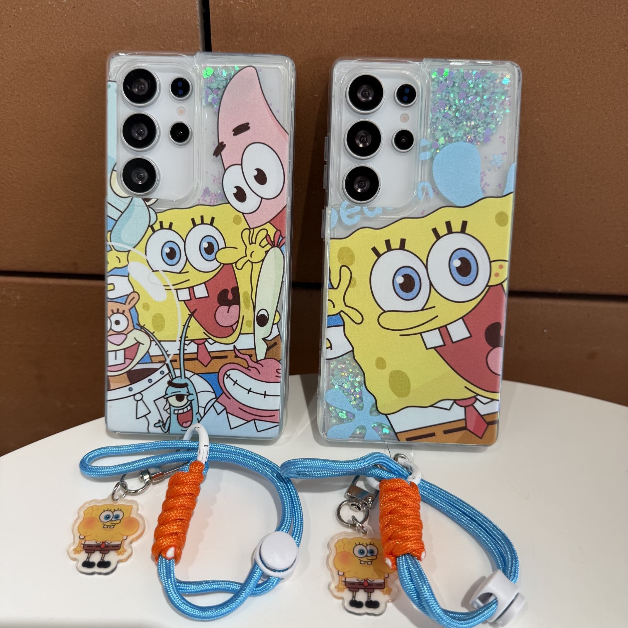 吉能虎比耶海绵宝宝适用于三星S25Ultra带手链流沙手机壳S26/S24/S23FE/S22Ultra全包边防摔卡通ins风保护套