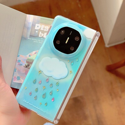 吉能虎新款云朵彩钻小雨滴适用于华为MateX6手机外壳mateX5/X3全包边防摔卡通ins风女款保护套