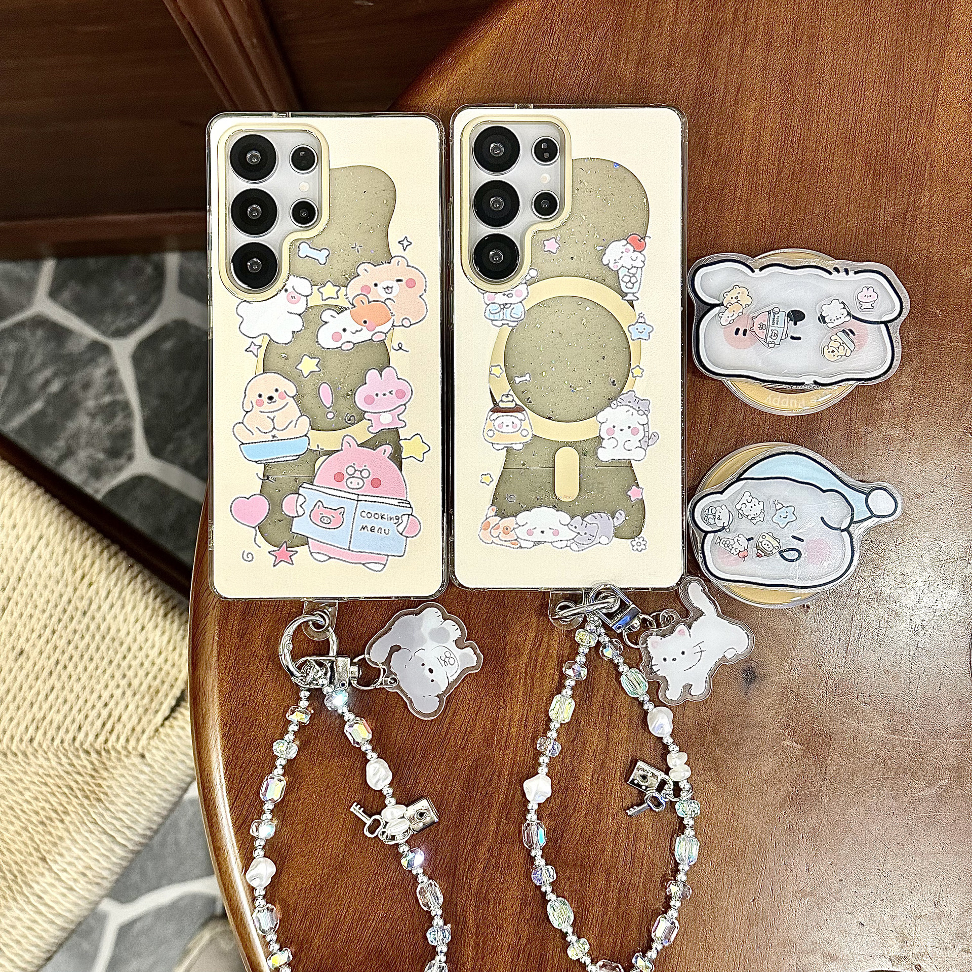 吉能虎看书粉猪适用于三星S26Ultra带手链支架手机外壳S25/S24/S23全包边防摔卡通ins风保护套