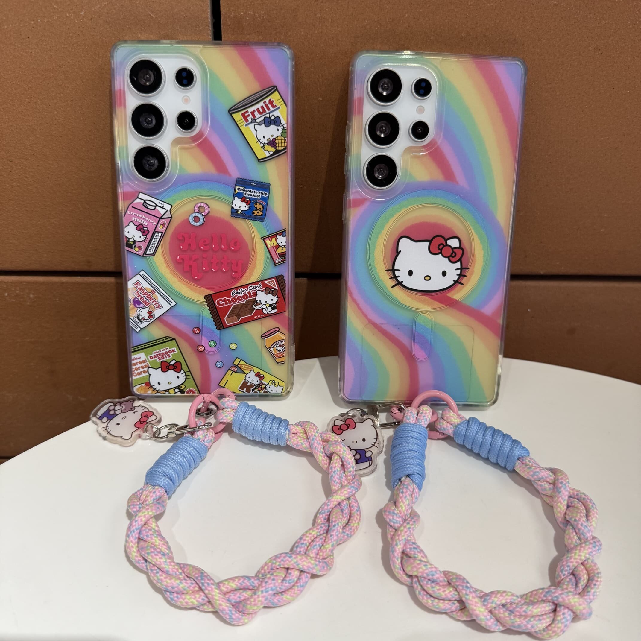 吉能虎彩虹Kitty适用于三星S25Ultra带手链支架磁吸手机外壳S26/S24/S23FE/S22+全包边防摔卡通ins风保护套