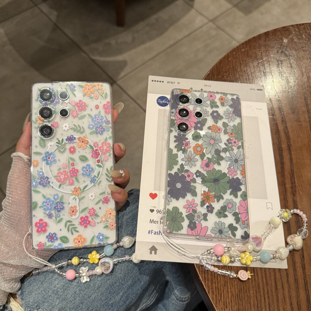 吉能虎花朵花丛适用于三星S26Ultra带手绳支架手机壳S25/S24/S23/Note20全包防摔A57/A37/A26/A16保护套